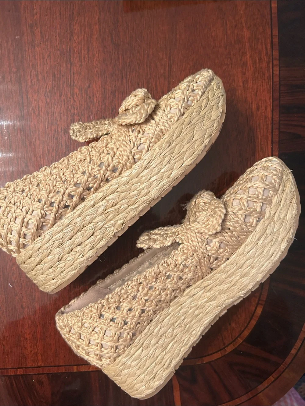 Dolce Vita Woven Tan Espadrille Loafers with Knot Detail